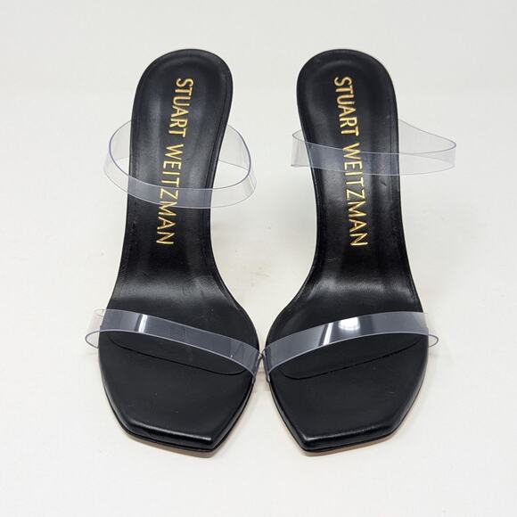Stuart Weitzman Aleena Lucite PVC Heels Black and Clear Size 7 - Picture 3 of 15